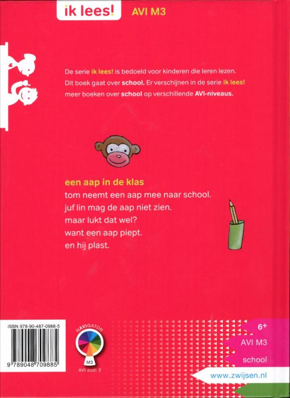 Ik lees!  -   een aap in de klas achterkant
