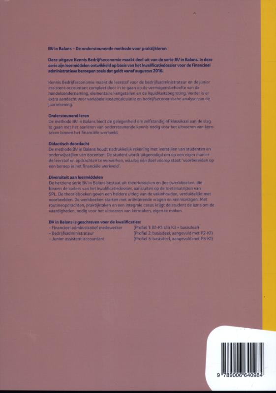 BV in balans  -   Kennis bedrijfseconomie achterkant